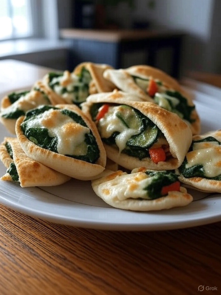 cheesy veggie pita pockets