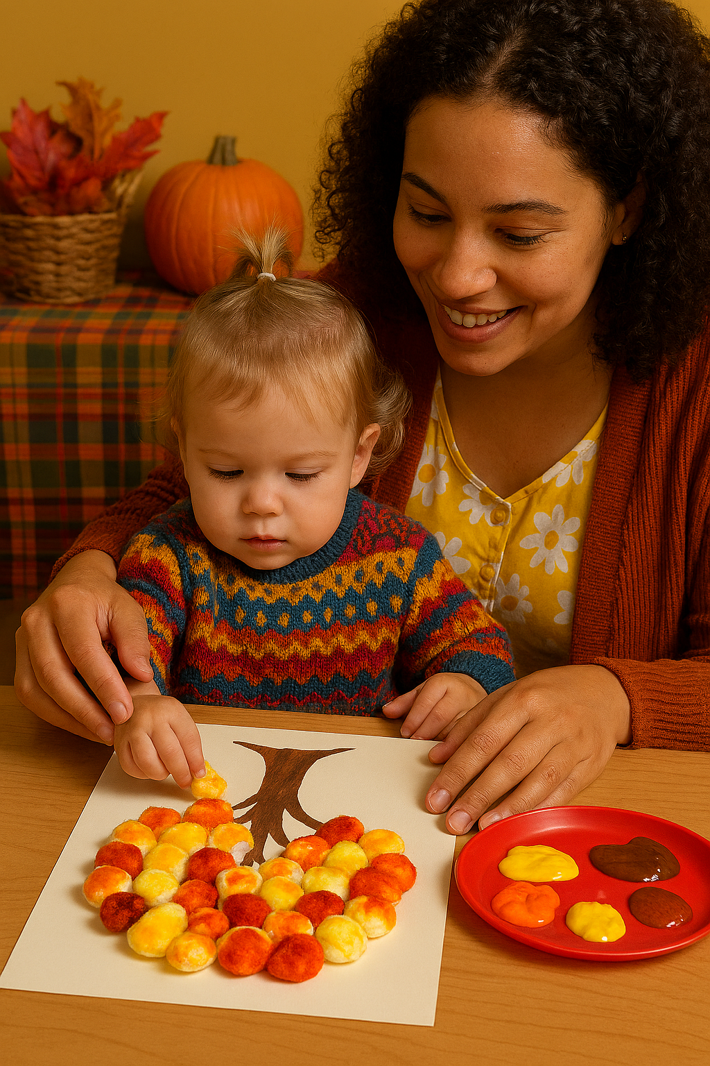Cotton Ball Autumn Tree Craft