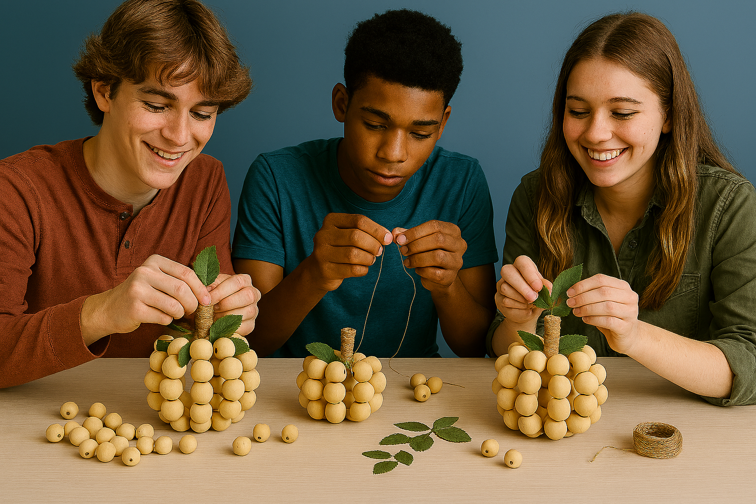 Wood Beaded Pumpkins